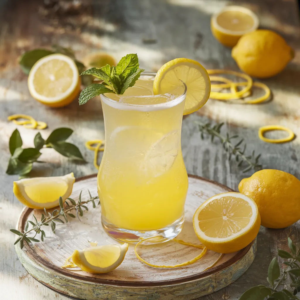 Suggestion de présentation d’un cocktail au Limoncello et au citron